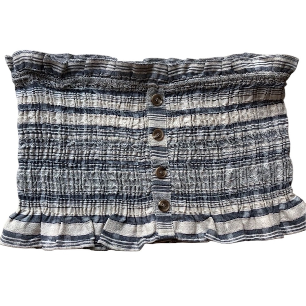 Smocked Tube Top Stripes Buttons & Ruffles NWT Women’s Size Large